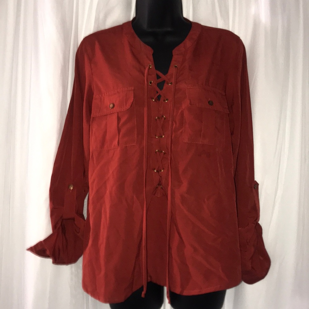 Red long sleeve blouse